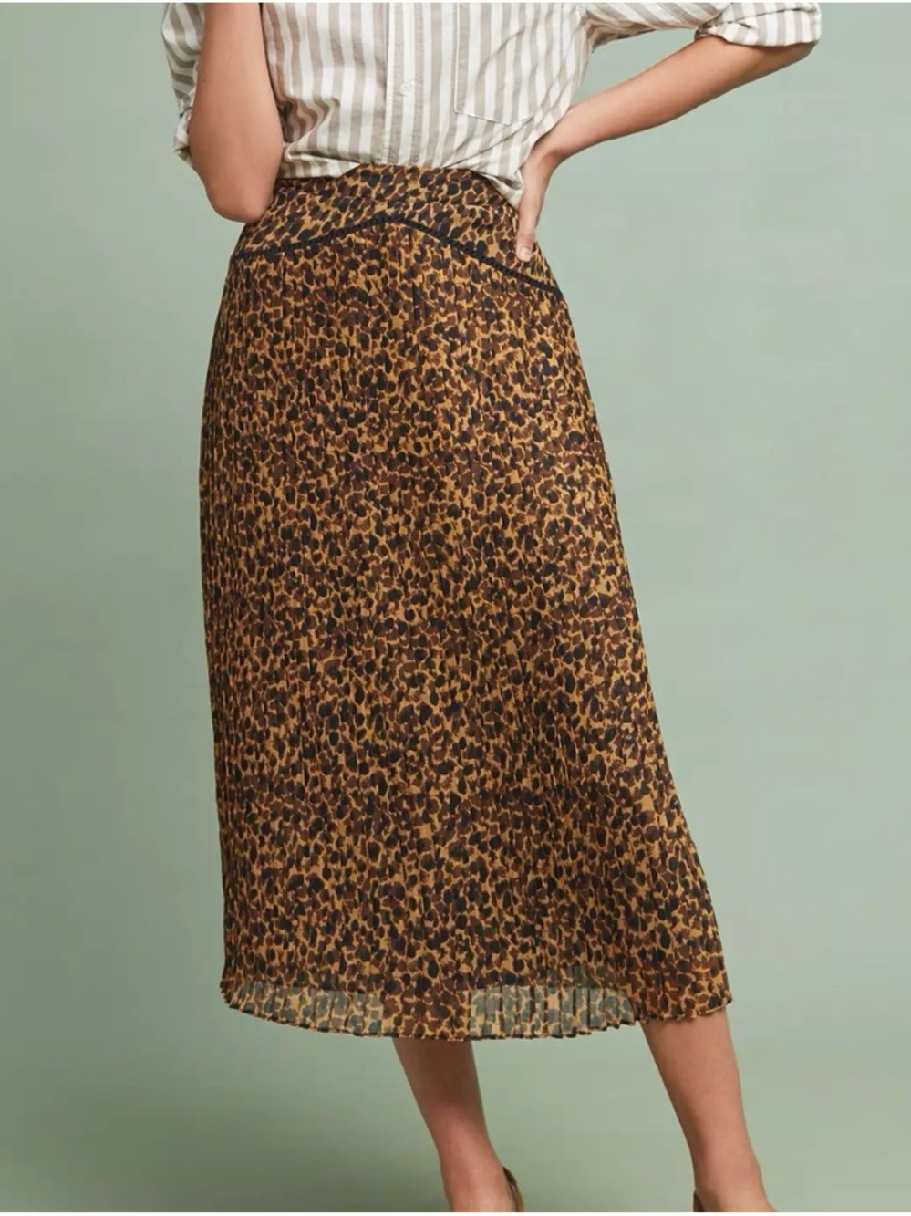 Ranna Gill Brown and Black Leopard-Print Midi Skirt